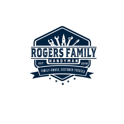 Vintage logo for small family-owned Handyman business Design by veluys