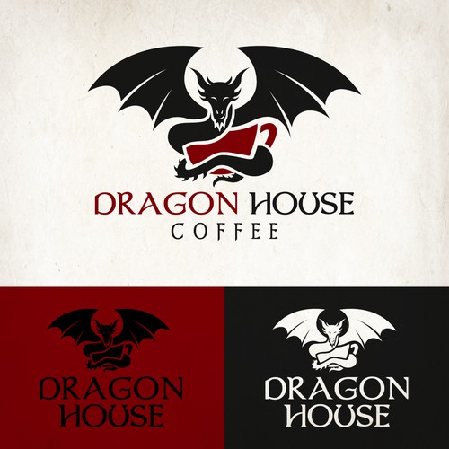 Design a Mediaeval Dragon Logo for a Coffee Company Design by MarsoulStudio