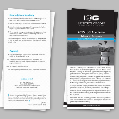 Institute of Golf want you! please design our Academy Flyer! Design by H-art