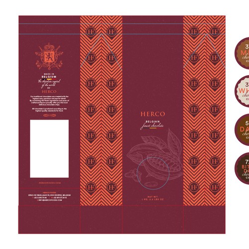 Bag and sticker design for finest Belgian chocolate chips (for baking/snacking) Design by Lau Verano