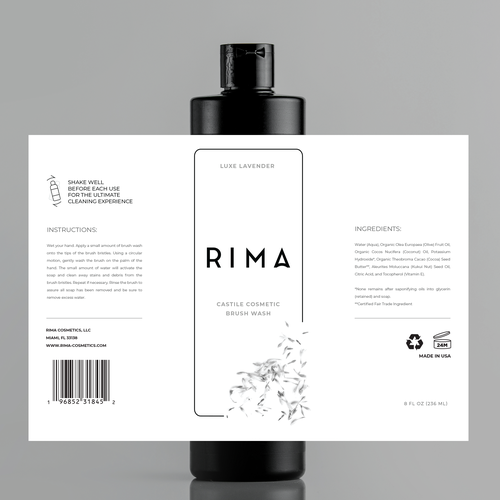 Minimalist Label for a luxury brand of cosmetic brush washes Design by miljandesign