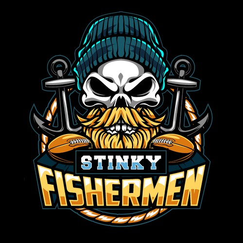 Fierce, fun, and funky fisherman logo to appeal to men Design by rojSeven