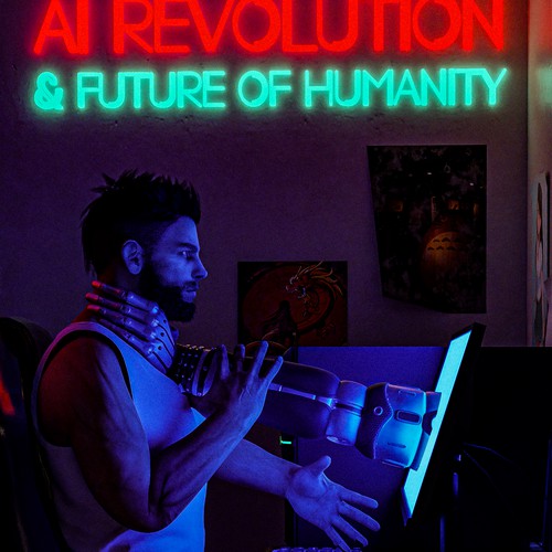 Futuristic AI Book Cover - AI vs Humans/Dark Design by MaisonHueco™