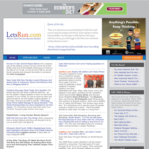 LetsRun.com Homepage Re-Design/Cleanup Diseño de Kaid Wong