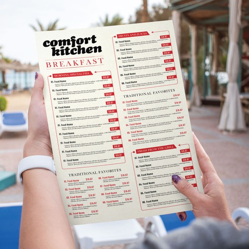 Design a cool new menu for a breakfast & lunch spot in Upstate NY Design by Along99