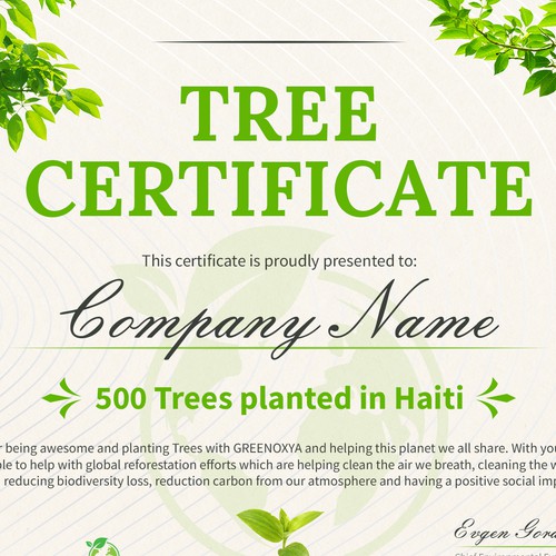 Tree Certificate Diseño de Evgen Gordinski