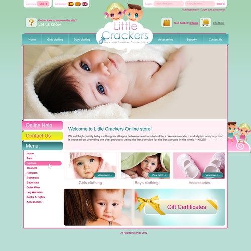 Baby clothes website needed for fun and vibrant business. Web page design contest 99designs