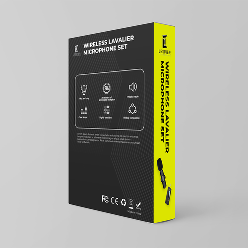 Need modern & catchy packaging design for wireless microphone set Design by AnriDesign