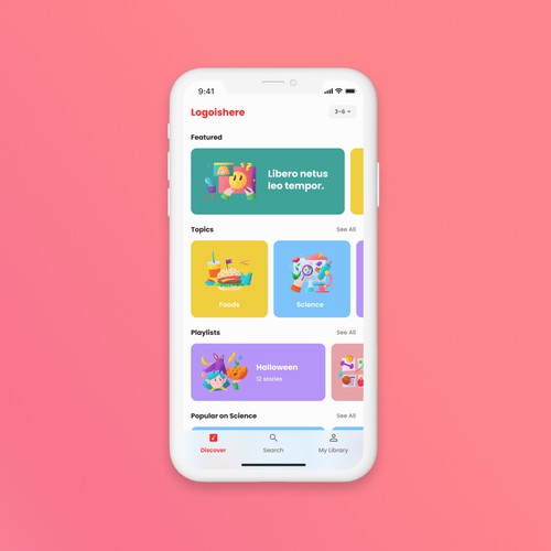 Clear and colorful app meant to engage young children Design by ridoariherawan