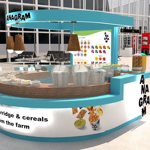 Design a 3D render for food serving kiosk Diseño de Ann Davis