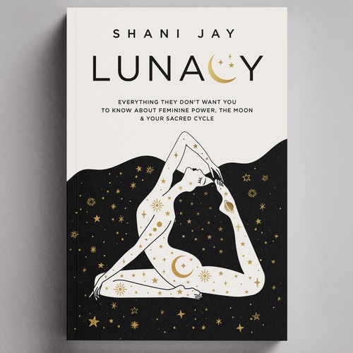 Beautiful nonfiction book cover design for a book about the moon & feminine energy aimed at women Design by Sam Arts Studio