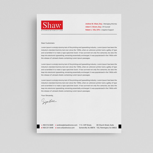 Letterhead for Divorce & Family Law Firm; Modern, Conservative Design Design by prosenjit_P