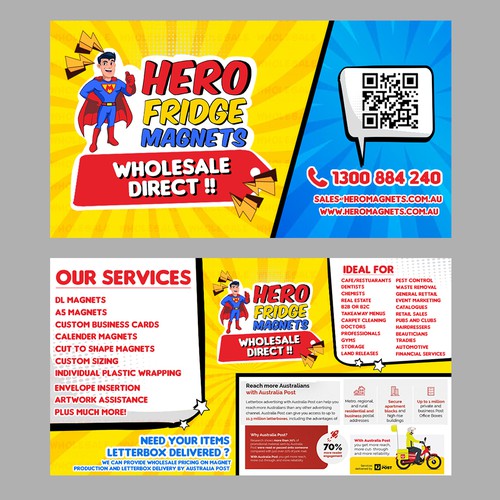 Design di Hero Fridge Magnets Call to action Super DL flyer 240mm x 130mm di Madrasi_Designer