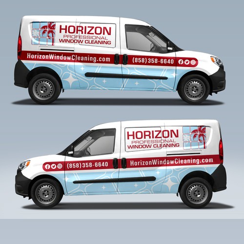 Eye catching cargo van wrap for window cleaning Design by DuhaCreative