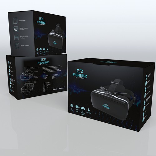 Box packaging for virtual reality headset Design by Windmill Designer™