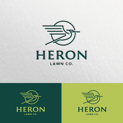 Modern Lawn Care Business with Heron Design by a.mjb