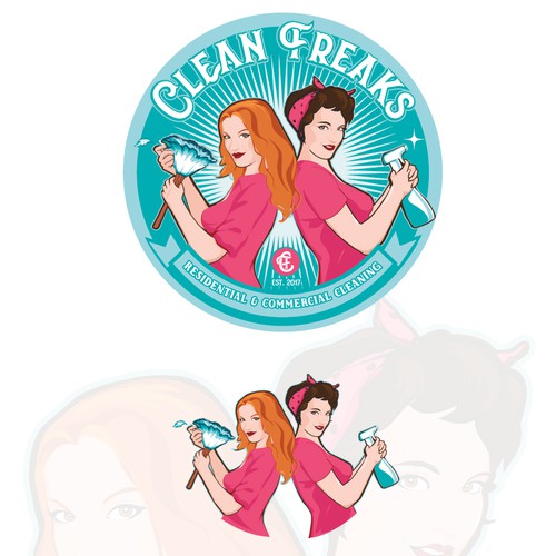 Guaranteed: retro, pin up, and fun cleaning company logo, Logo design  contest