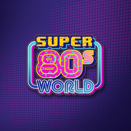 Create a totally bitchin' logo for our "Super 80s World" retro video game Diseño de dipomaster™