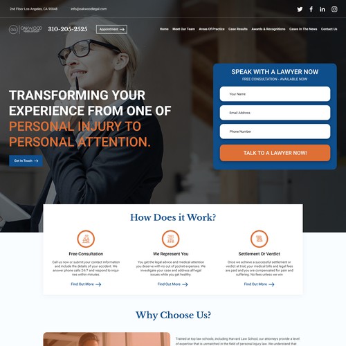 Car Accident Lawyer Landing Page, Mini Site Design by Pronota