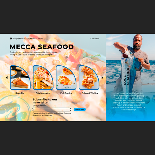 Miami Soul Seafood Restaurant Concept 1 Page Only Design by AndreiaZaytseva®