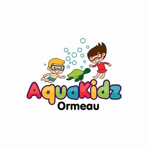 Learn to swim for 3 month olds up to squad level swimming. Focus on fun and young children/babies Design réalisé par Logood.id