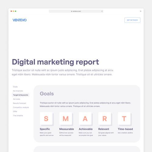 One Page Digital Marketing Report Design by Alvis Kvertus