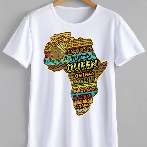 African Diaspora "QUEEN" Dialect T-Shirt Design Design by zirach™