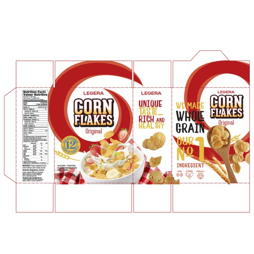 Premium cereal breakfast packaging (Corn Flakes) Design by Gustavo RV