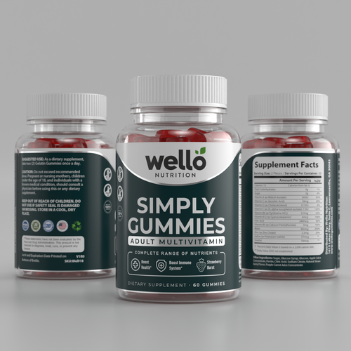 Multi vitamin gummies label design Design by Tamara.D