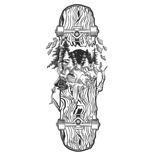 Skateboard Tattoo Design by middleeye666