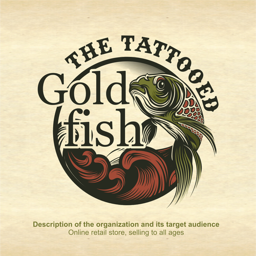 Vintage Style Tattooed Goldfish Logo Design Contest 99designs