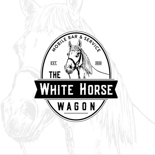 Logo For Mobile Bar (converted horse trailer) called The White Horse Wagon Réalisé par Sava M- S Design