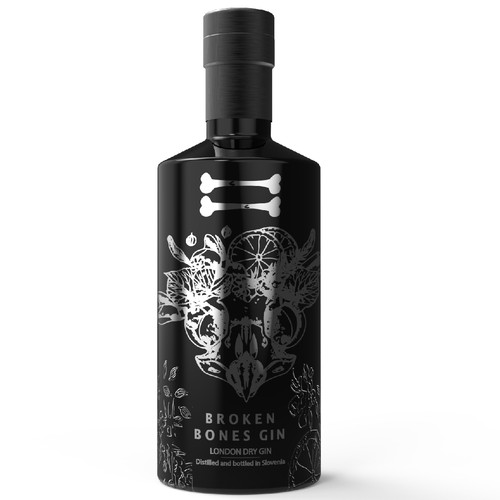 Broken Bones gin bottle Design by Iztok, Ivana (IZ+IV)