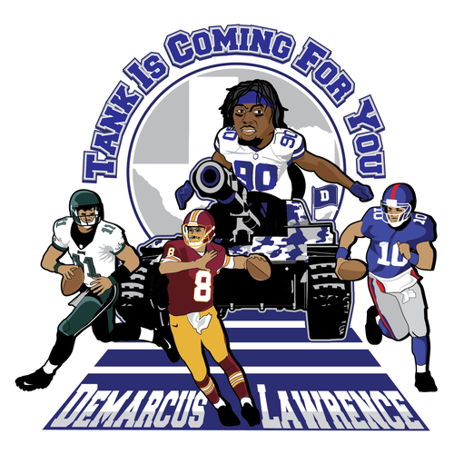 We're looking for artwork of 90 dallas cowboys demarcus lawrence as a  charachter/ cartoon riding a m, Logo design contest