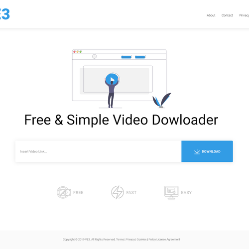 VE3 - Simple Video Downloader Website | Google Style Design by Etsh M.