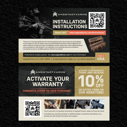 Warranty activation flyer for gun company (postcard) Design by Alphabet ♥