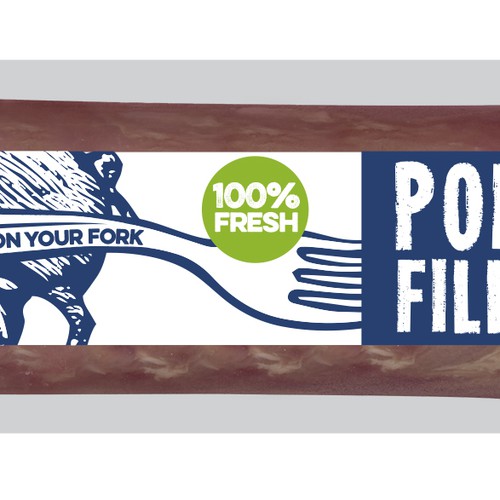 Create a striking top product label for a pork fillet product-ontwerp door Bracalone