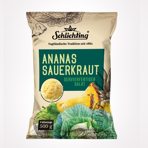 Diseño de Stayin alife - Refresh an old fashion package for Salad with Sauerkraut, Pineapple and Apple de Jena-288