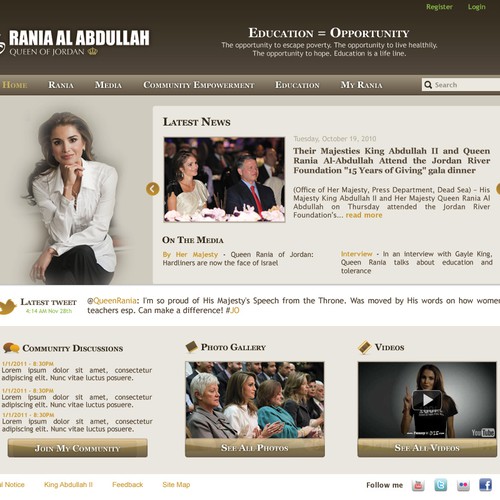 Queen Rania's official website – Queen of Jordan Design by kamelasmar