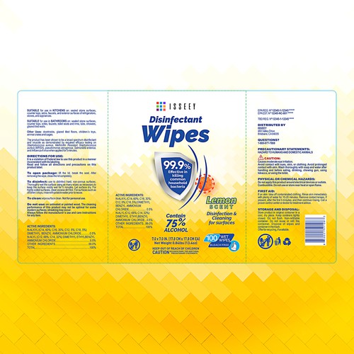 Product Label Design for "Disinfectant Wipes" Design by Luzentti Design ⭐️