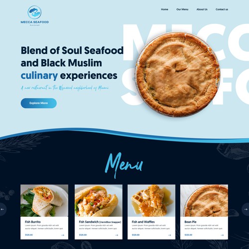 Miami Soul Seafood Restaurant Concept 1 Page Only Design by Point Blank