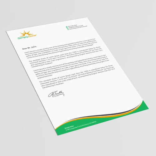 "Renewable Energy Company Letterhead" Design réalisé par thinkweb art