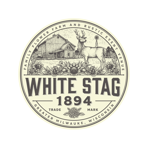 Designs | Design a vintage and elegant White Stag logo for a flower ...