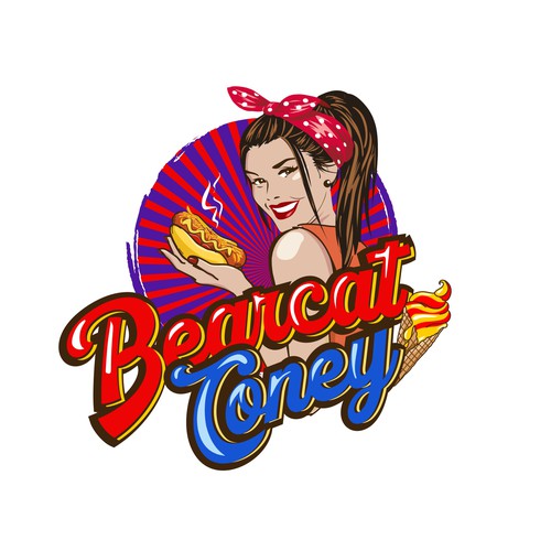 G-Rated Cartoon PinUp Girl girl logo for Retro Coney Hotdog restaurant Design by nindadian