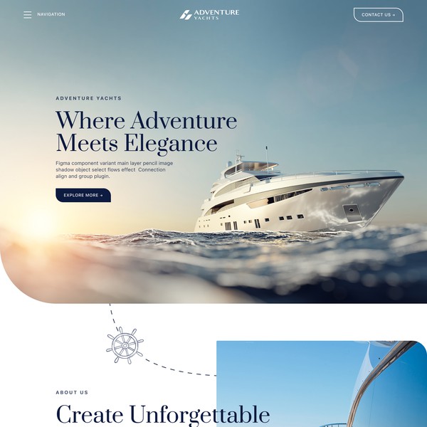 Adventure Yachts Landing page