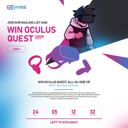 Design Virtual Reality Giveaway Landing Page Design by Artar Studio