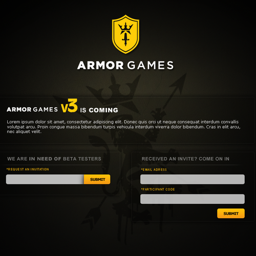 Breath Life Into Armor Games New Brand - Design our Beta Page Design by Blecky398