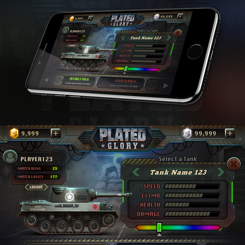 Design a main page for a mean tanks artillery mobile game Design by weirdeetz