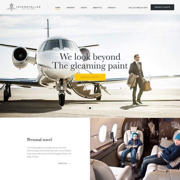 Design by Addicted2web titled "Web design for a Celebrity Private Jet Company"