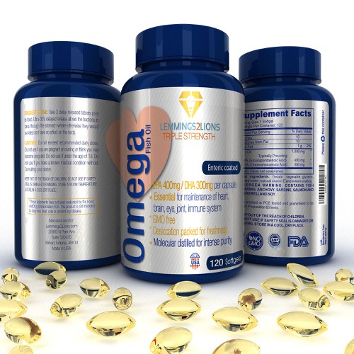 Create a wow factor label for an Omega 3 fish oil label Design by Modelab X